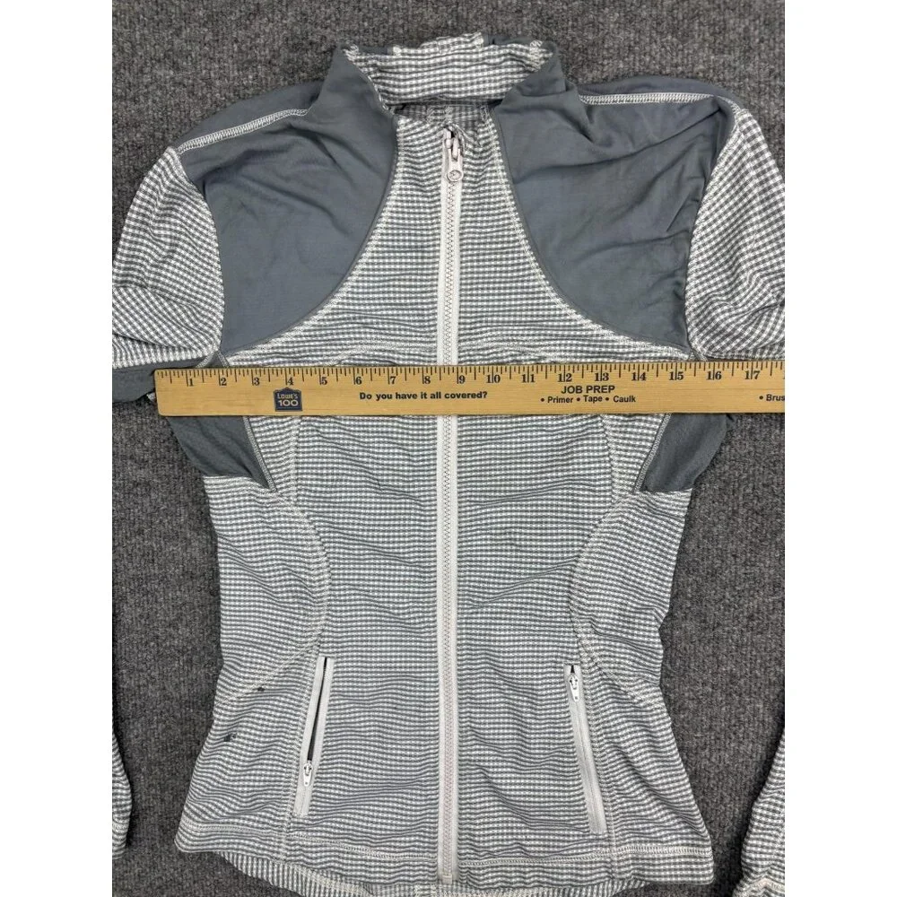 Lululemon Jacket Womens 4 Gray Gingham Full Zip Long Sleeve Athletic Lightweight